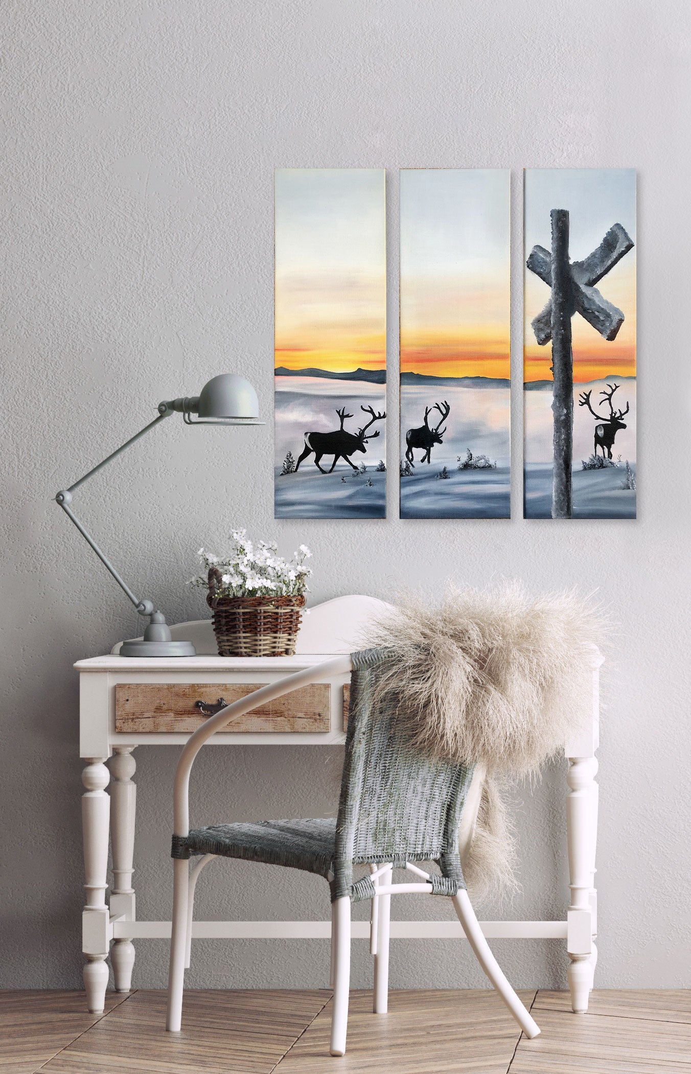 Olja/ Triptyk Ovan molnen (Såld)