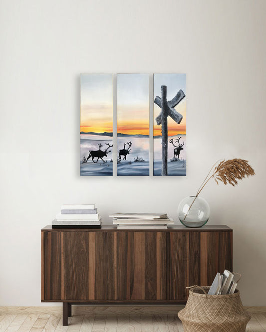 Oil/ Triptych Above the Clouds (Sold)