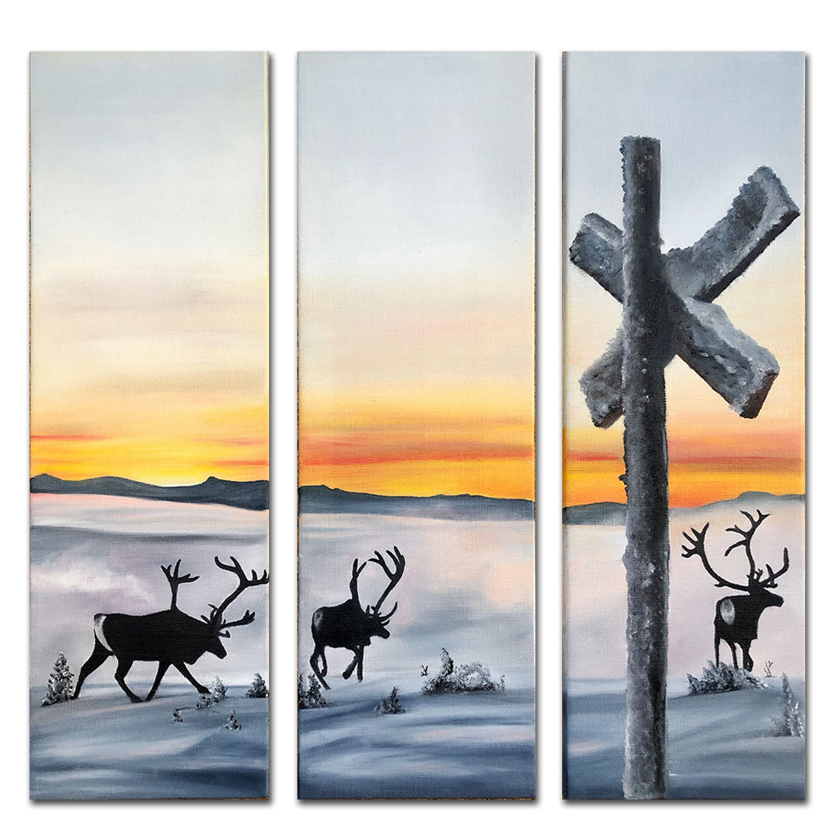 Olja/ Triptyk Ovan molnen (Såld)